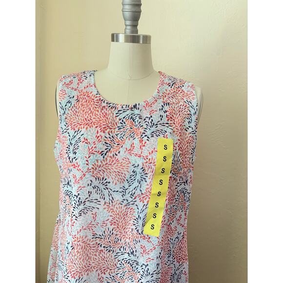 Fever Women's Sleeveless Blouse Size S Leaf Print Summer Top Double Layer NWT - Picture 2 of 7